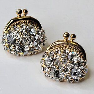 Tiny Crystal Earrings Crystal Handbag Shaped Earrings